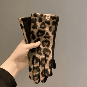 Luva Feminina Animal Print em Camurça