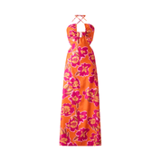 Vestido Feminino Midi Florido Acetinado
