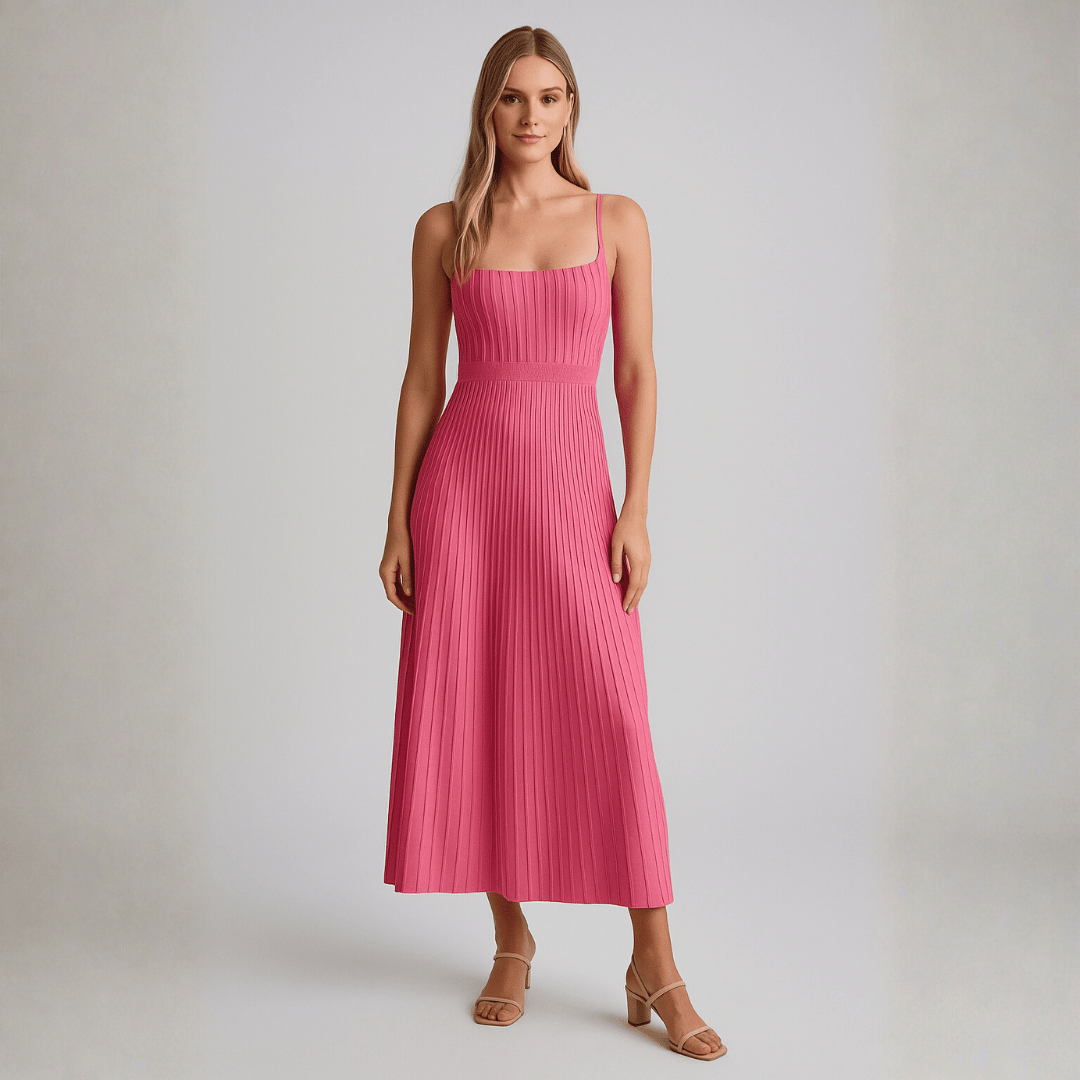 Vestido Feminino Midi Plissado Forglows