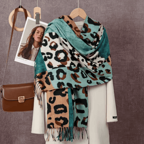 Xale Feminino em Cashmere Animal Print Colorido