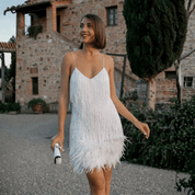 Vestido Feminino com Franja e Penas Eva Forglows