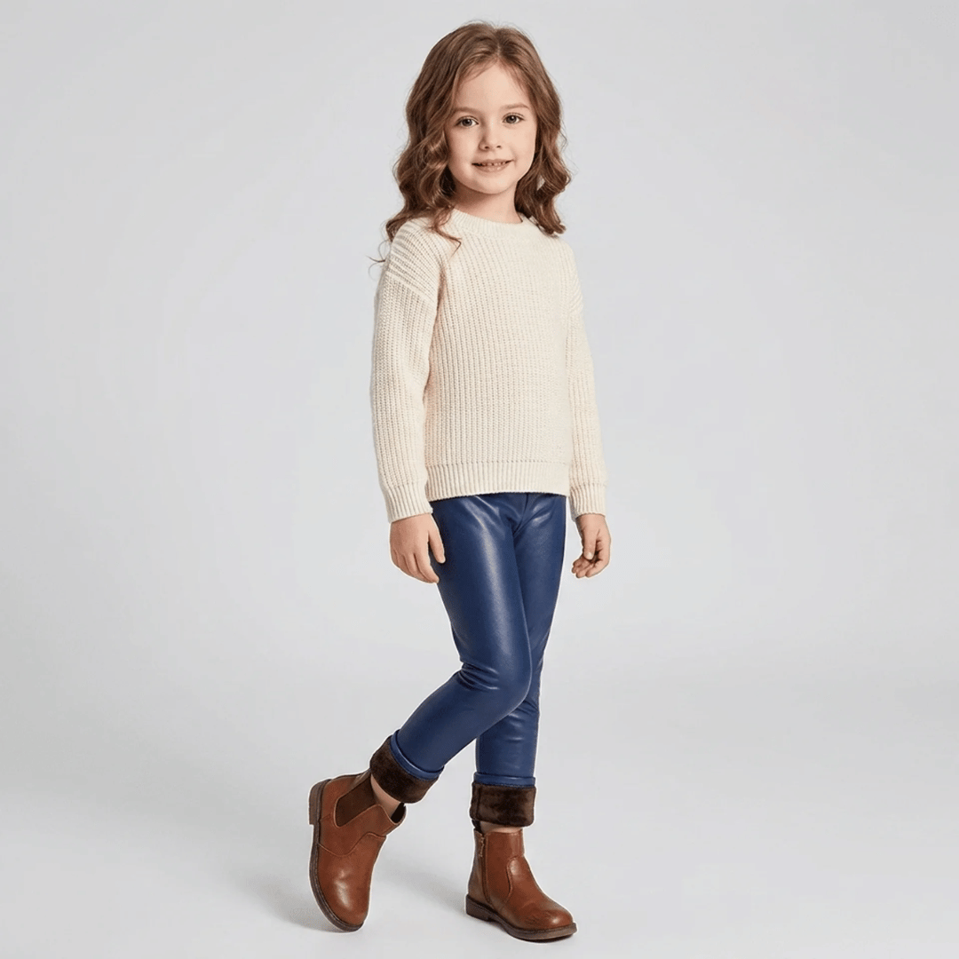 Calça de Couro Infantil com Pelúcia Forglows