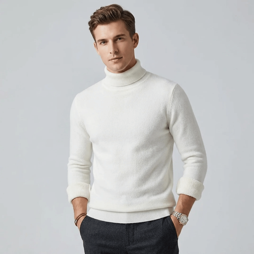 Suéter Masculino com Pelúcia e Gola Alta Forglows
