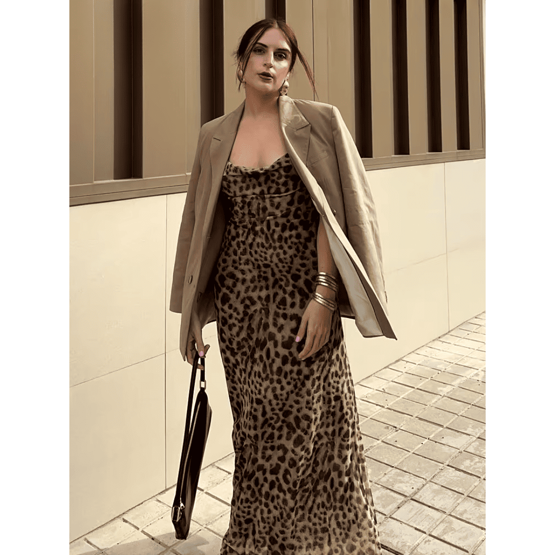 Vestido Feminino Longo Animal Print em Tule Forglows