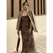 Vestido Feminino Longo Animal Print em Tule Forglows