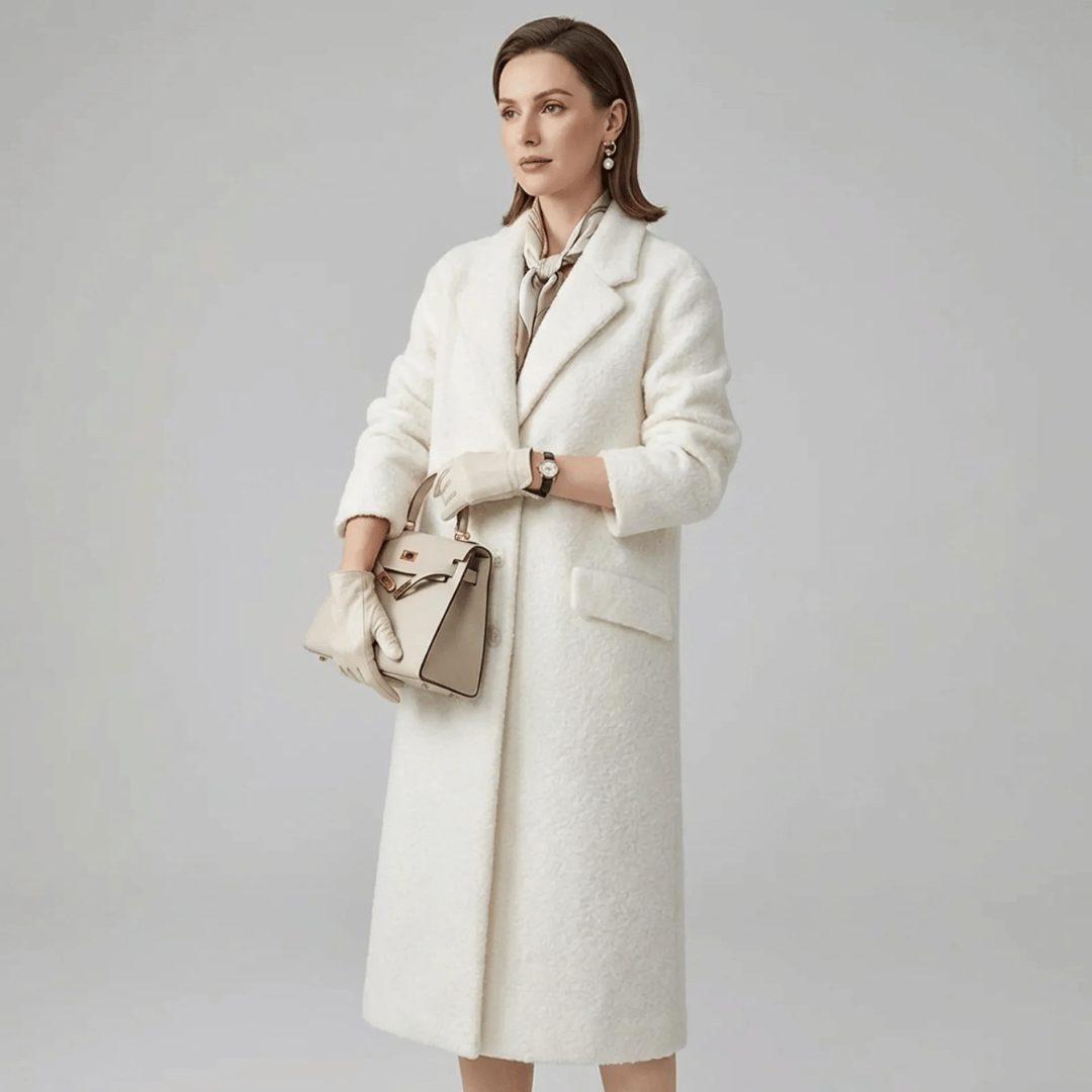 Sobretudo Feminino de Lã Branco Forglows