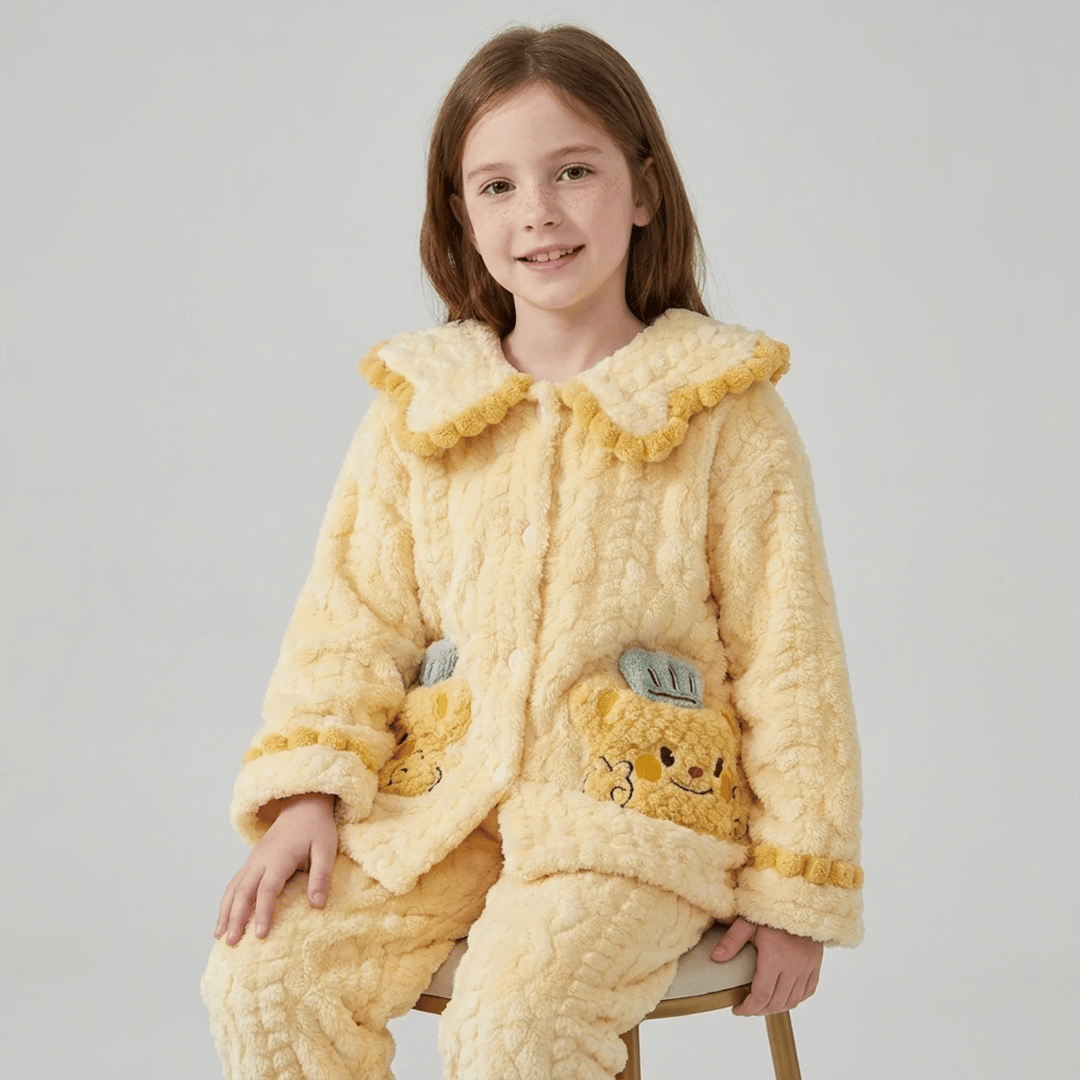 Conjunto Infantil Casaco com Capuz e Calça com Pelúcia Bunny Forglows