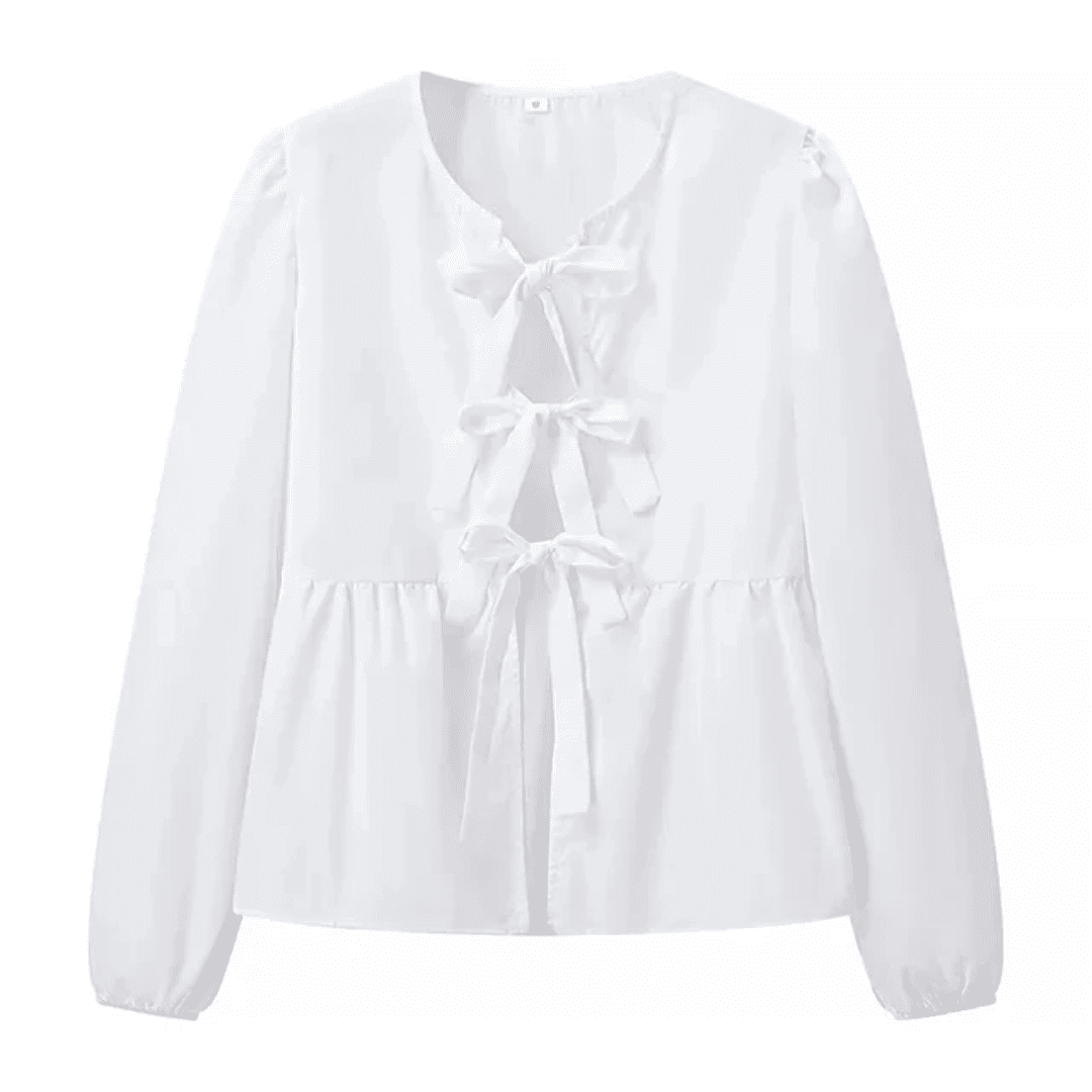Blusa Feminina Bata com Amarração Manga Comprida Luna Forglows