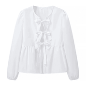 Blusa Feminina Bata com Amarração Manga Comprida Luna Forglows