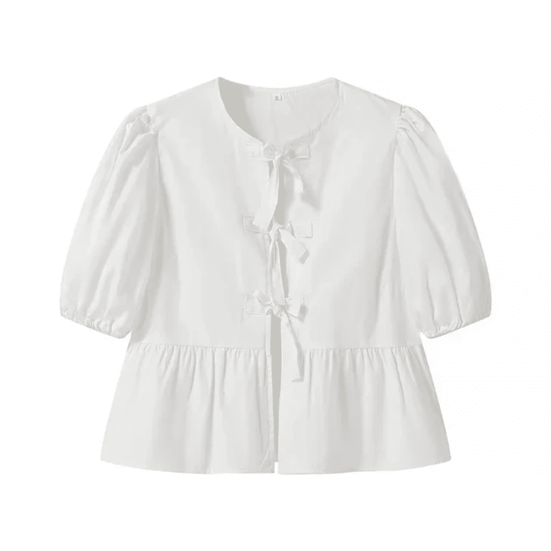 Blusa Feminina Bata com Amarração Manga Curta Luna Forglows
