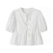 Blusa Feminina Bata com Amarração Manga Curta Luna Forglows