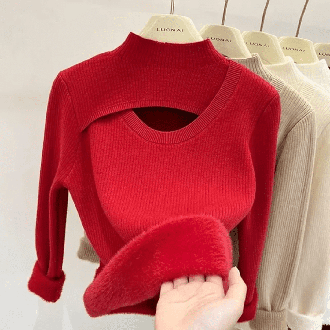 Suéter Feminino Peluciado Decote Assimétrico Forglows