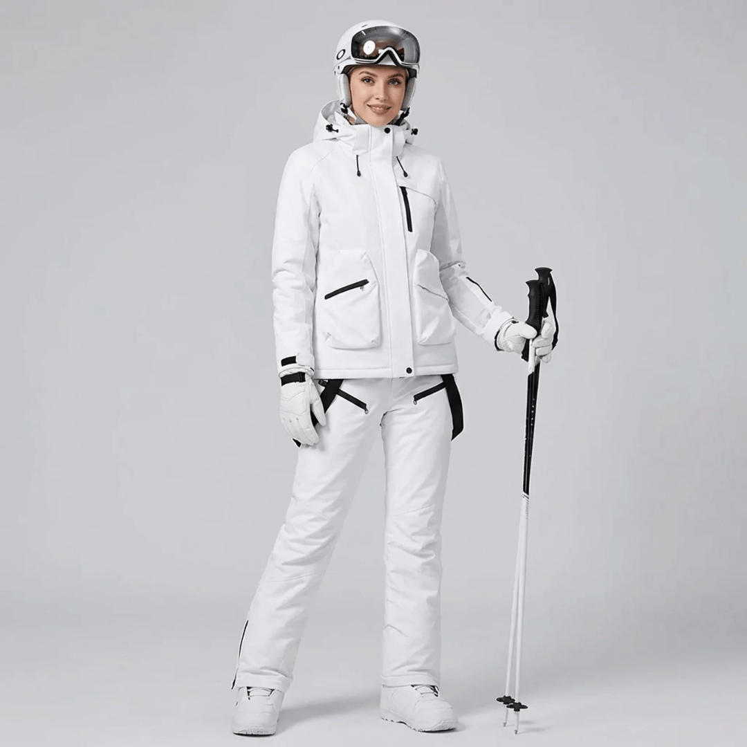 Conjunto de Casaco e Calça com Suspensório Feminino para Neve Forglows