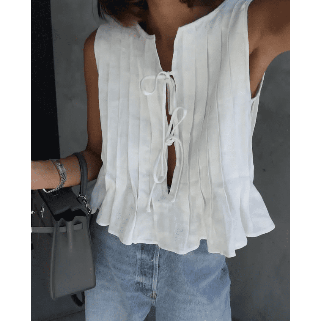 Blusa Feminina Regata Plissada com Amarração Maiorca Forglows