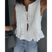 Blusa Feminina Regata Plissada com Amarração Maiorca Forglows
