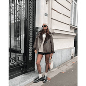 Casaco Feminino Couro Nobuck com Pelúcia Forglows