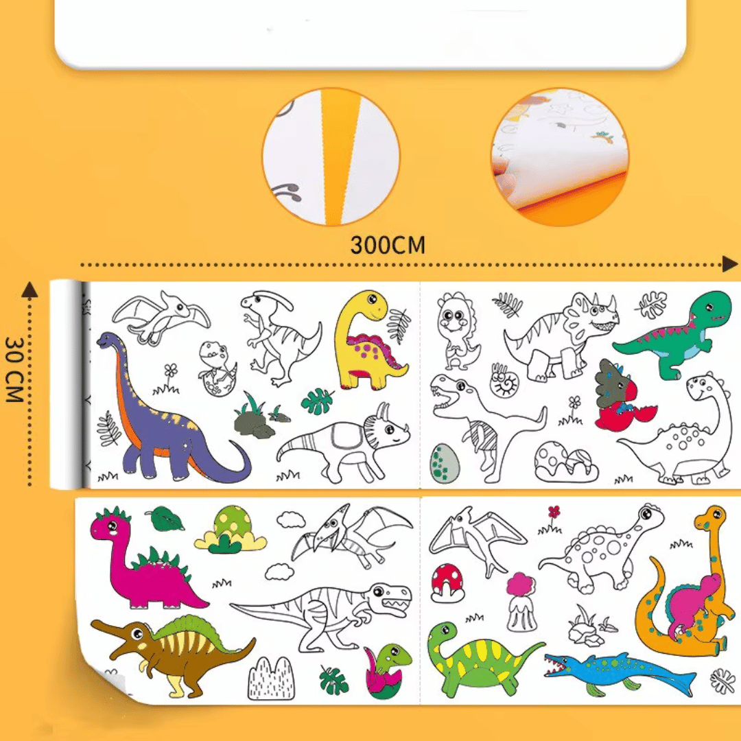 Rolo de 3 Metros de Papel para Colorir Infantil Forglows