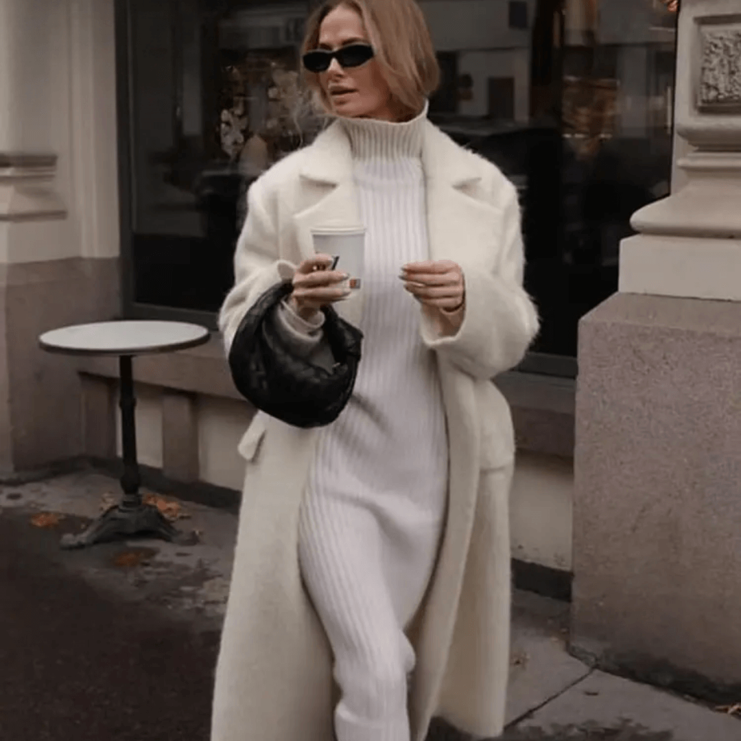 Sobretudo Feminino de Lã Branco Forglows