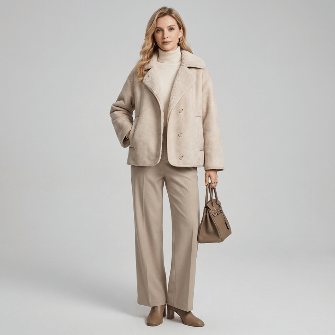 Casaco Feminino Couro Nobuck com Pelúcia Forglows