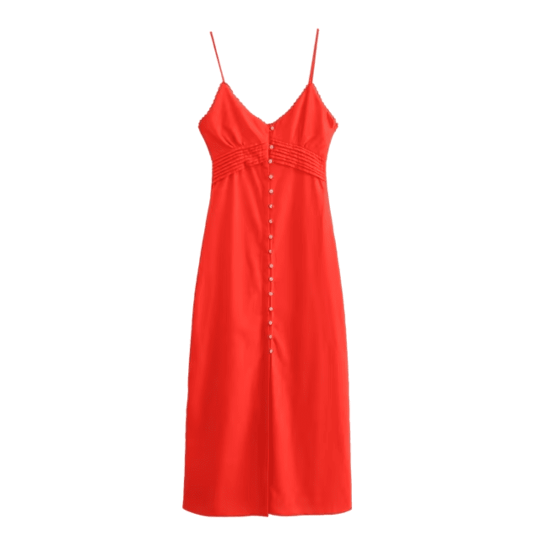 Vestido Feminino Midi em Linho com Botões Forglows