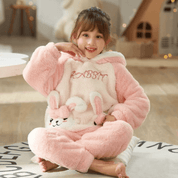 Conjunto Infantil Casaco com Capuz e Calça com Pelúcia Bunny Forglows