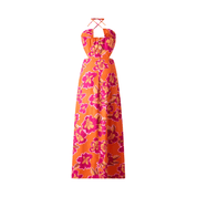 Vestido Feminino Midi Florido Acetinado