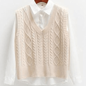 Colete de Tricô Feminino + Camisete Branco Forglows