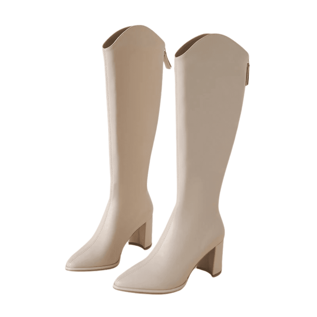 Bota Feminina Cano Alto de Couro Bico Fino Forglows
