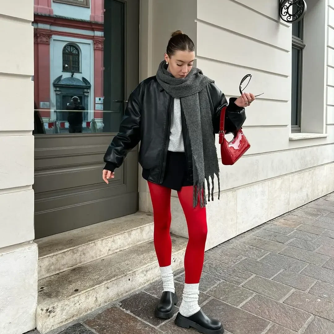 Meia-Calça Feminina Vermelha Forglows