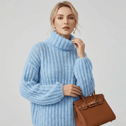 Blusão Feminino de Crochê com Gola Alta Forglows