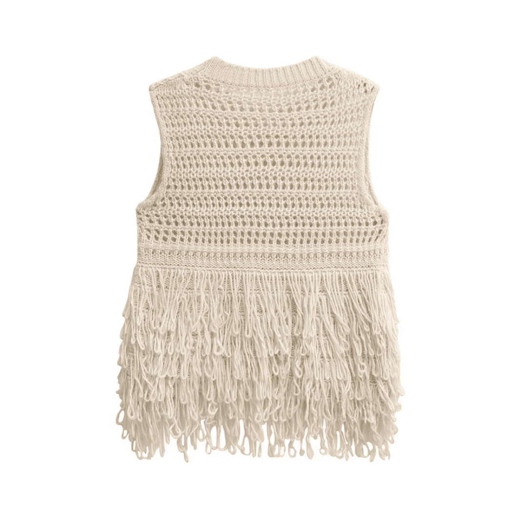 Blusa Feminina de Crochê com Franja Forglows