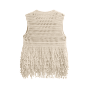 Blusa Feminina de Crochê com Franja Forglows