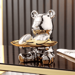 Escultura de Urso Bandeja Metalizada