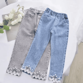 Calça Jeans Infantil Menina com Pérolas