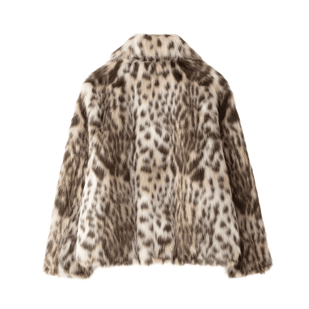 Casaco Feminino de Pele Sintética Leopard Forglows