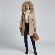 Trench Coat Feminino com Pelúcia e Capuz Forglows