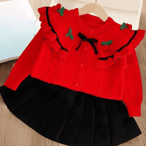 Conjunto de Saia e Suéter Infantil Menina Cerejinhas