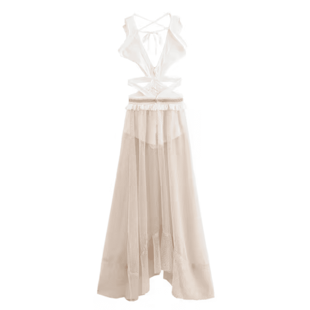 Vestido Feminino Longo Fluído com Transparência Forglows