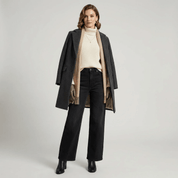 Calça Jeans Wide Leg Feminina Peluciada Forglows + Meia Térmica