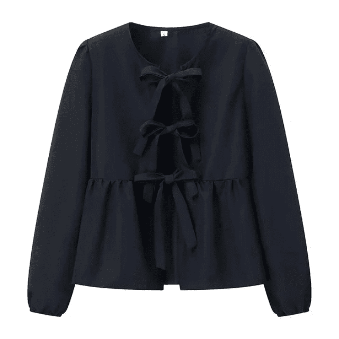 Blusa Feminina Bata com Amarração Manga Comprida Luna Forglows