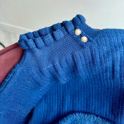 Suéter Feminino Cashmere Canelado com Botões Perolados Forglows