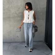 Blusa Feminina Regata Plissada com Amarração Maiorca Forglows