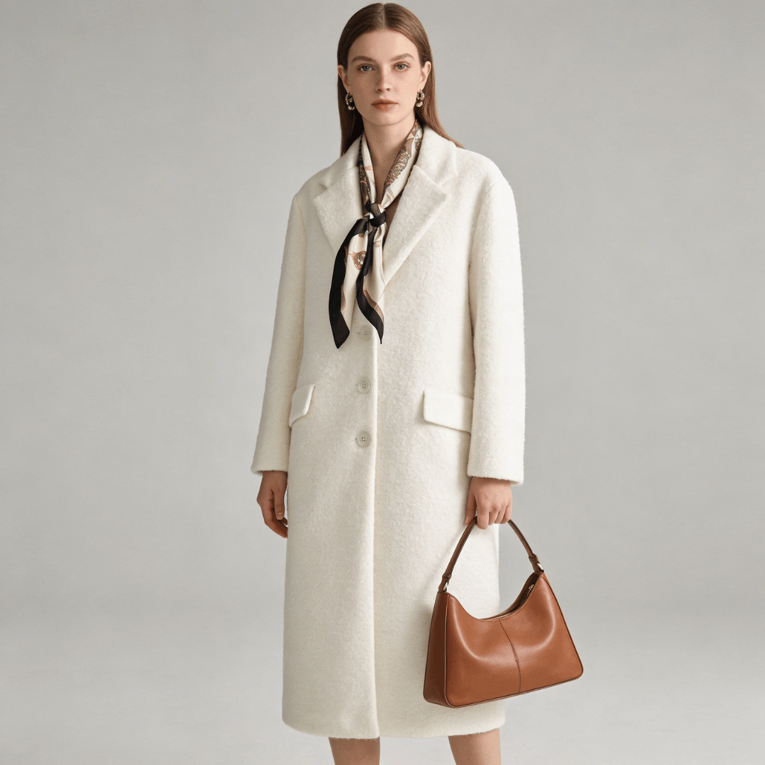 Sobretudo Feminino de Lã Branco Forglows