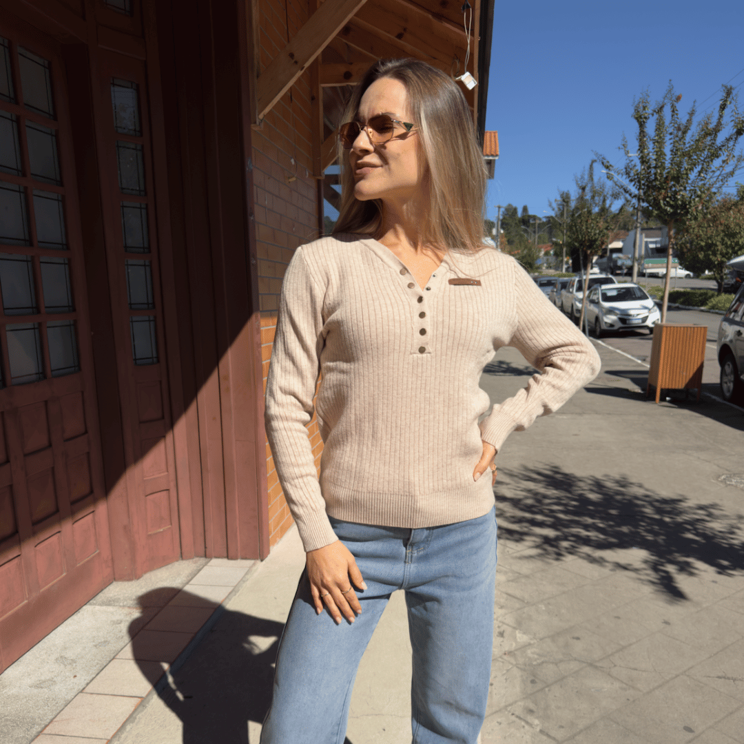 Suéter Feminino com Botões Peluciado Charlotte Forglows