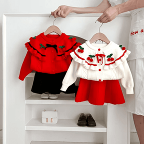 Conjunto de Saia e Suéter Infantil Menina Cerejinhas