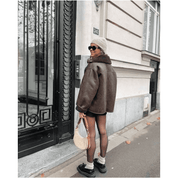 Casaco Feminino Couro Nobuck com Pelúcia Forglows