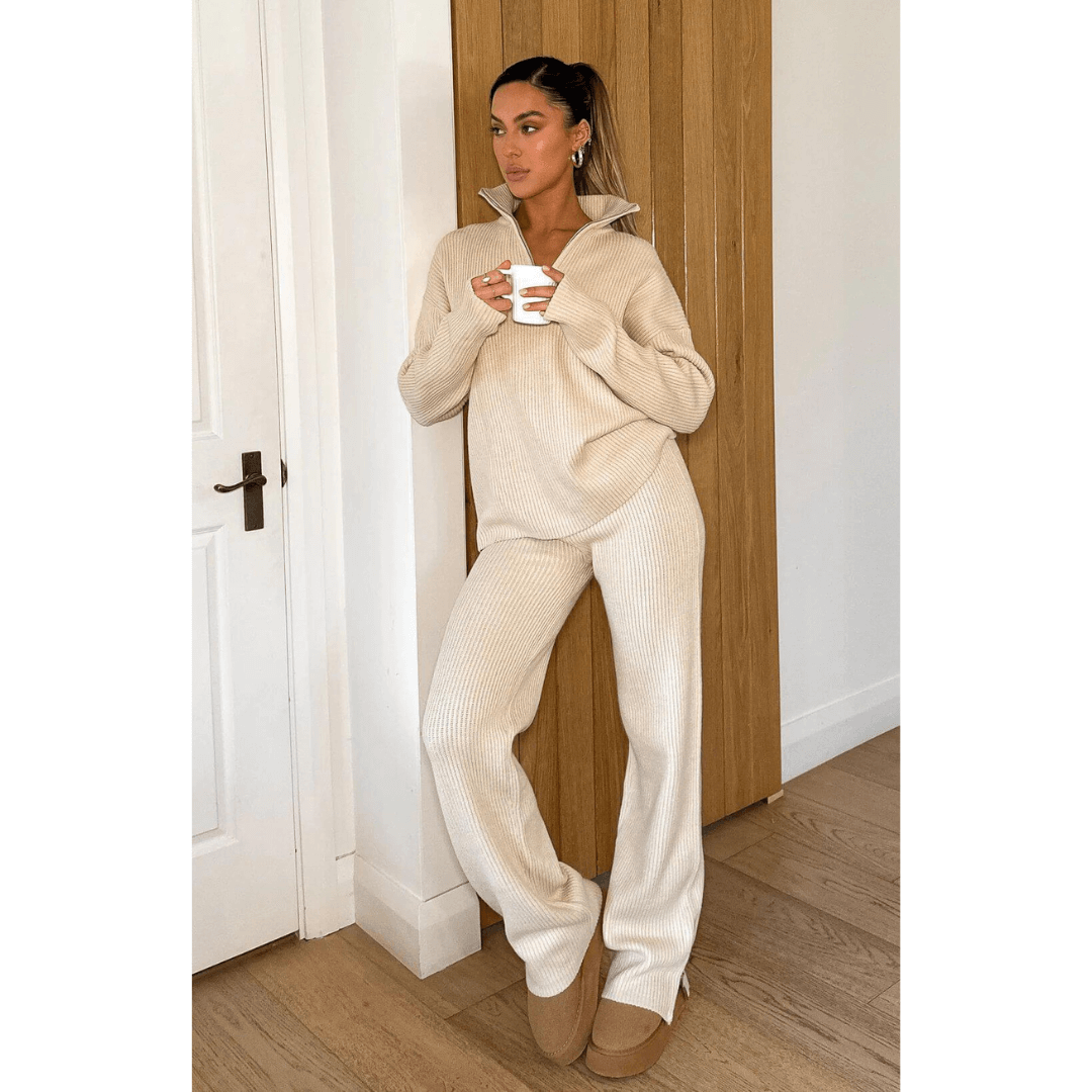 Conjunto Feminino Calça e Casaco Tricot Aerolook Forglows