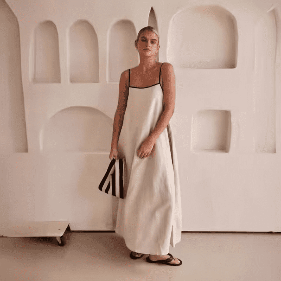 Vestido Maxi Feminino em Linho Forglows