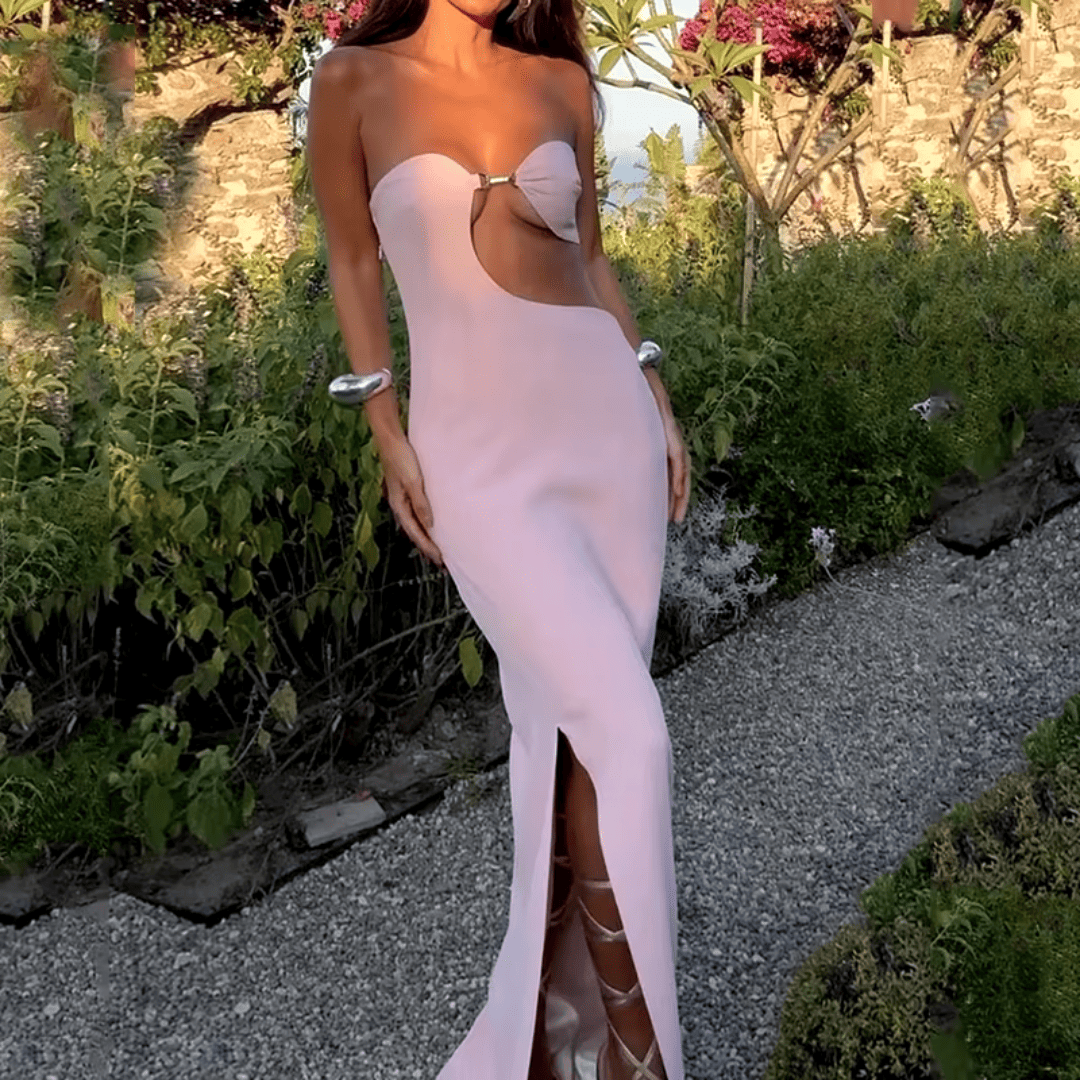 Vestido Feminino Longo Tomara que Caia com Recorte
