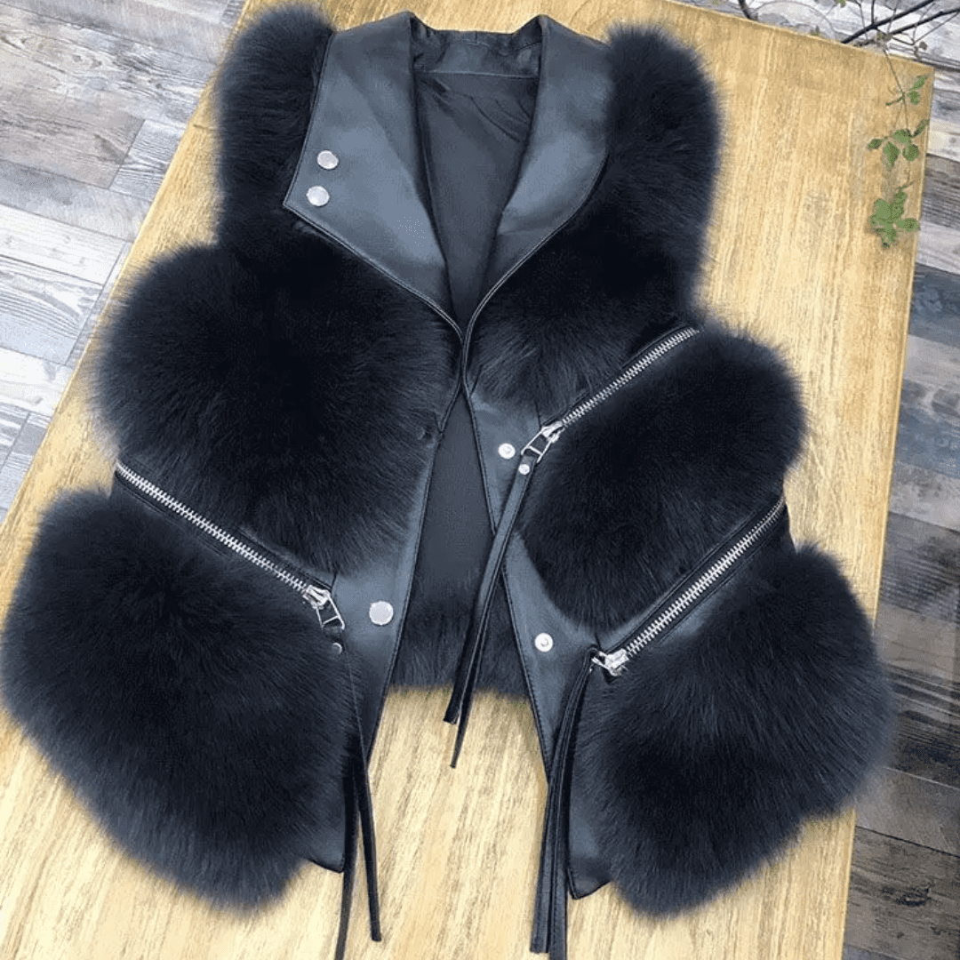Colete Feminino em Pelo com Courino Forglows